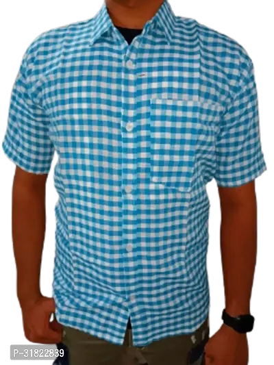 Stunning Khadi Cotton Checked Casual Shirts For Men And Boys-thumb0