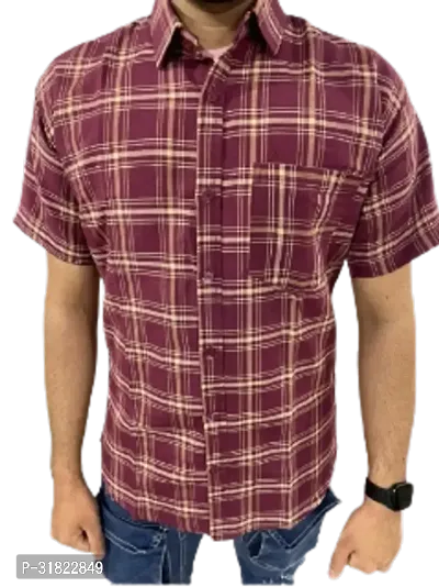 Stunning Khadi Cotton Checked Casual Shirts For Men And Boys-thumb0