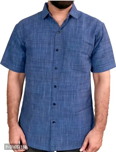 Elegant Khadi Cotton Self Pattern Casual Shirts For Men-thumb0