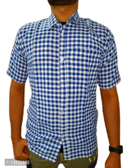 Stunning Khadi Cotton Checked Casual Shirts For Men And Boys-thumb0