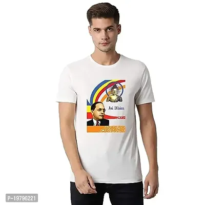 UU Merchandise Baba Saheb Ambedkar with Lord Budda Print T-Shirt for Men White Colour Unisex Size