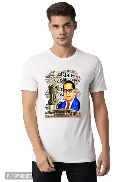 UU Jay Bhim T-Shirt for Men White Colour Dr. B R. Ambedkar Print Small Size ANS00037