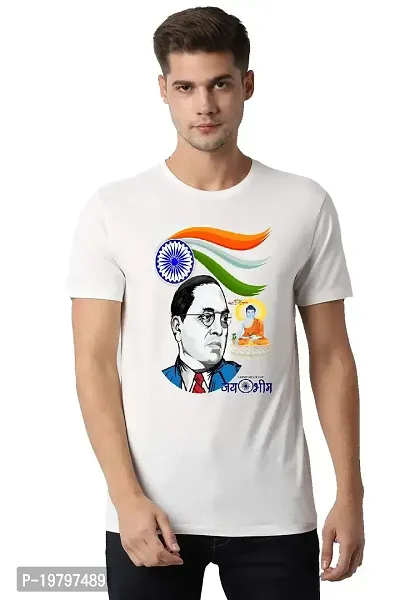 UU Jay Bhim T-Shirt for Men White Colour Dr. B R. Ambedkar Print Small Size ANS00025