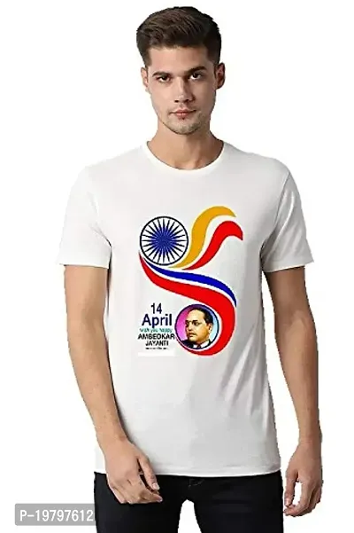 UU Jay Bhim T-Shirt for Men White Colour Dr. B R. Ambedkar Print Small Size ANS00005