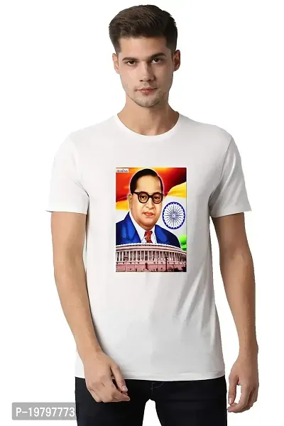 UU Merchandise Jay Bhim T-Shirt for Men White Colour Dr. B R. Ambedkar Print Small Size ANS00041