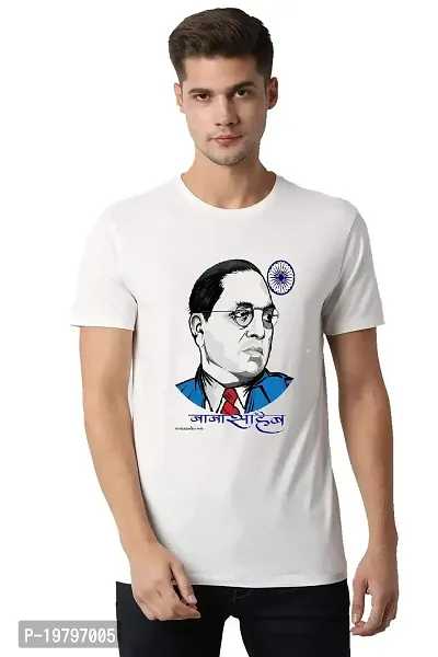 UU Jay Bhim T-Shirt for Men White Colour Dr. B R. Ambedkar Print Small Size ANS00029