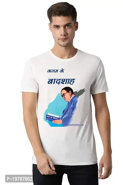 UU Jay Bhim T-Shirt for Men White Colour Dr. B R. Ambedkar Print Small Size ANS00009-thumb0