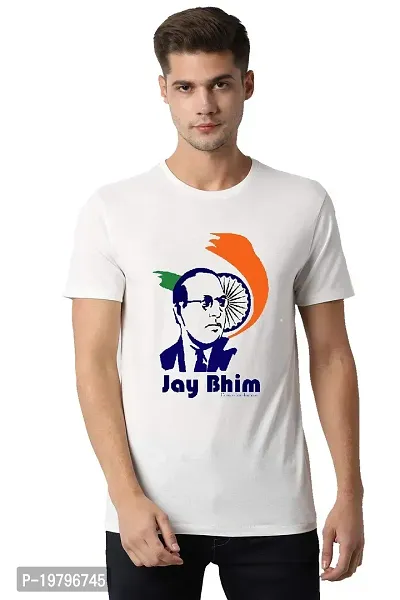 UU Jay Bhim T-Shirt for Men White Colour Dr. B R. Ambedkar Print Small Size ANS00033