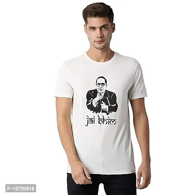 UU Merchandise Baba Saheb Ambedkar Jay Bhim Printe T-Shirt for Men White Colour Unisex Size