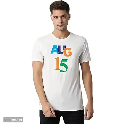 UU Merchandise 15th August Patriotic Printed White T-Shirt for Men and Women-thumb0