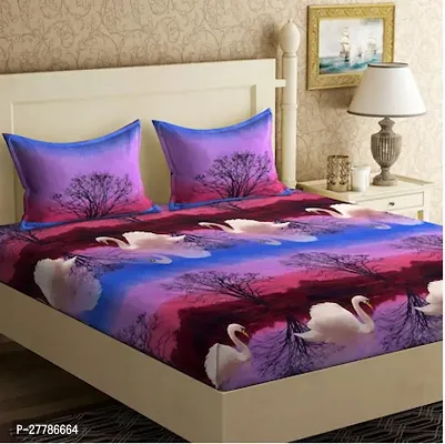 Comfortable Cotton Printed Flat Bedsheet With Pillow Covers-thumb0