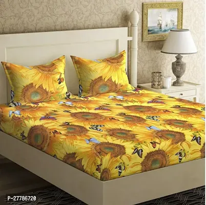 Comfortable Cotton Printed Flat Bedsheet With Pillow Covers-thumb0