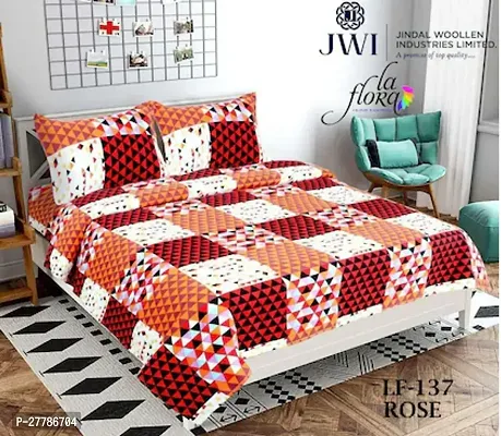 Comfortable Cotton Printed Flat Bedsheet With Pillow Covers-thumb0