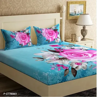 Comfortable Cotton Printed Flat Bedsheet With Pillow Covers-thumb0