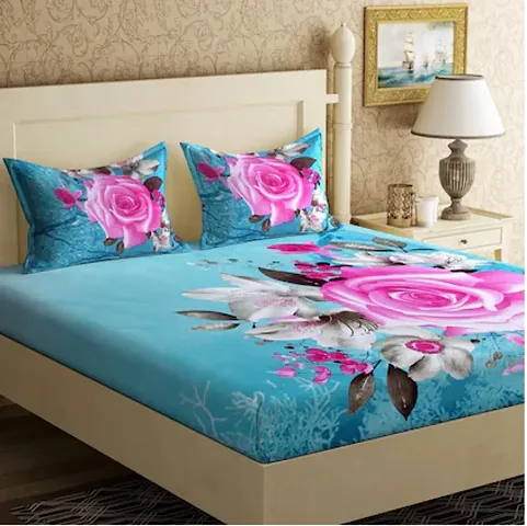 LiveWell Microfiber Double Floral Bedsheet with Pillow Cover
