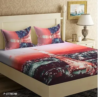 Comfortable Cotton Printed Flat Bedsheet With Pillow Covers-thumb0