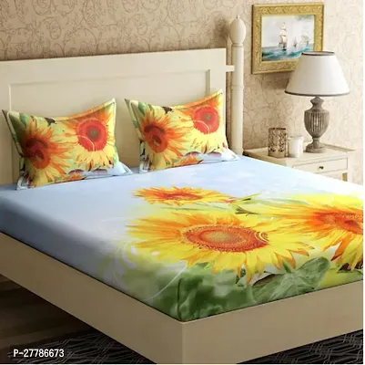 Comfortable Cotton Printed Flat Bedsheet With Pillow Covers-thumb0