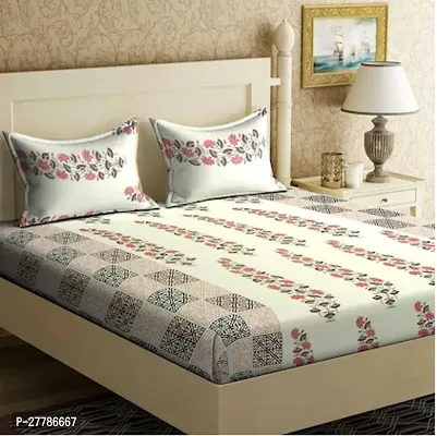 Comfortable Cotton Printed Flat Bedsheet With Pillow Covers