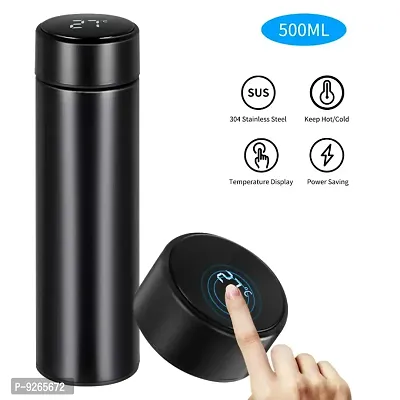 Intelligent Stainless Steel Smart Vacuum Insulated Water Bottle With Led Temperature Display Perfect For Hot And Cold Drinks Black-thumb0