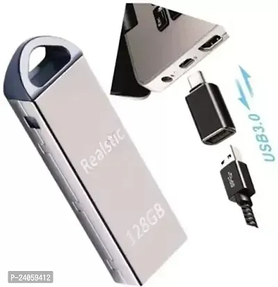 Realstic Pendrive 128GB High Speed 3.0 USB PenDrive 128 GB Pen Drive (Silver)(04) 128 GB Pen Drive (Silver)-thumb0