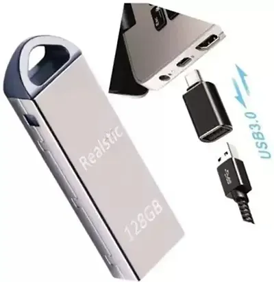 Realstic Pendrive 128GB High Speed 3.0 USB PenDrive 128 GB Pen Drive (Silver)(04) 128 GB Pen Drive (Silver)