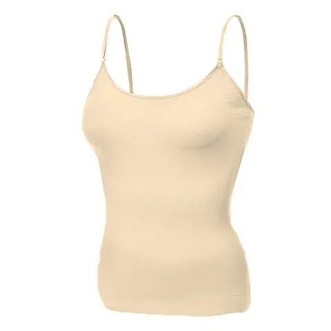 ACKEE Under Shirt Camisole Makhan Satin Premium Fabric Camisole Free Size | Under Shirt Camisole for Women | Soft Premium Camisole Women (Color May Vary Due to Lighting Conditions) (Beige)