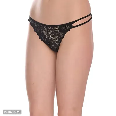 FAYRA Women's Lace Thongs (Pack of 1) (FRPN00502_BLACK_S)-thumb3