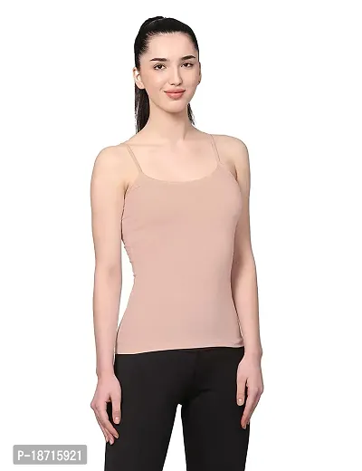 ACKEE Under Shirt Camisole Makhan Satin Premium Fabric Camisole Free Size | Under Shirt Camisole for Women | Soft Premium Camisole Women (Color May Vary Due to Lighting Conditions) (Beige)-thumb3