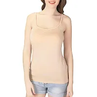 ACKEE Under Shirt Camisole Makhan Satin Premium Fabric Camisole Free Size | Under Shirt Camisole for Women | Soft Premium Camisole Women (Color May Vary Due to Lighting Conditions) (Beige)-thumb1