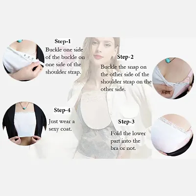Buy Vikimo Cotton Clip-on Mock Whole Lace Pattern Camisole Cami Secret   Clip On Mock Lace Cami Secret Cleavage Cover Feel Confident with Cover Up  for Deep Neck (Free Size) Set of