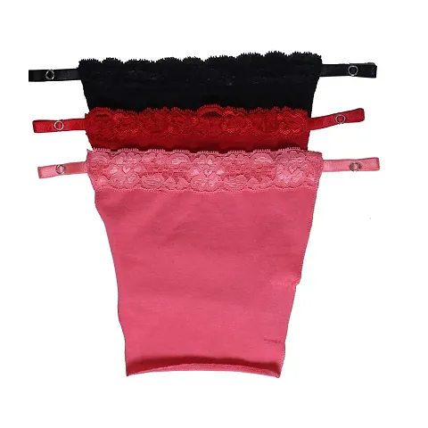 Finesse Women's Cotton Miracle Cami Slips (Black, Red, Pink, Free Size) - Set of 3