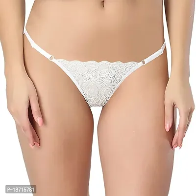 Adjustable Antibacterial Women Net G-Strings/Thong Panty for Women (Pack of 1 Free Size) White-thumb0