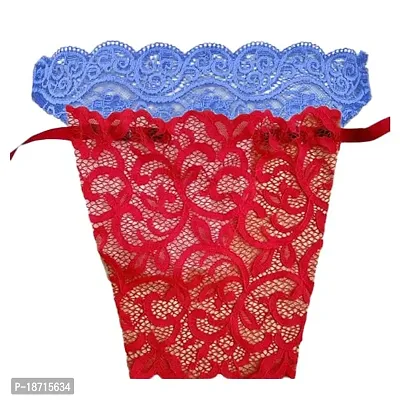 ACKEE Women's Cotton Clip-on Mock Lace Camisole Cami Secret Round Shape LACE and Cotton Fabric (Blue, Red, Free Size)-thumb0