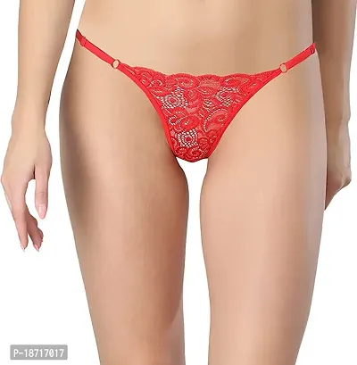 Adjustable Antibacterial Women Net G-Strings/Thong Panty for Women (Pack of 2 Free Size) red, Black-thumb3