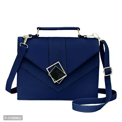 Stylish Blue PU Solid Sling Bags For Women-thumb0