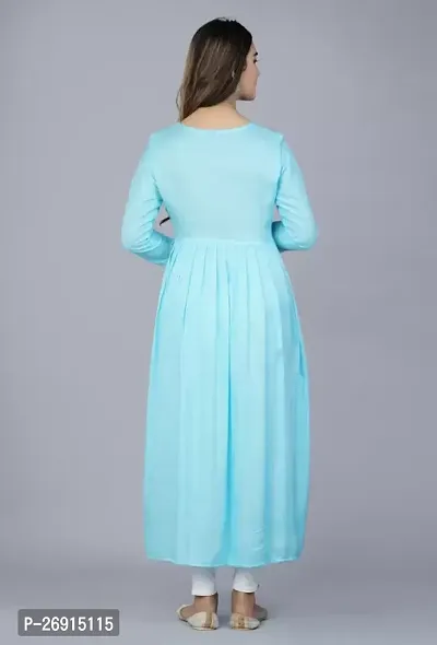 Elegant Turquoise Cotton Embroidered Kurta For Women-thumb2