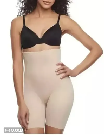 Women&rsquo;s Cotton Lycra Tummy Control 4-in-1 Blended High Waist Tummy  Thigh Shapewear-thumb0