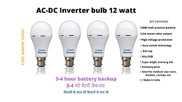 ???????????? 12 watt Led Rechargeable Cool Daylight Inverter Bulb, Emergency Light, (Pack Of 4)-thumb1