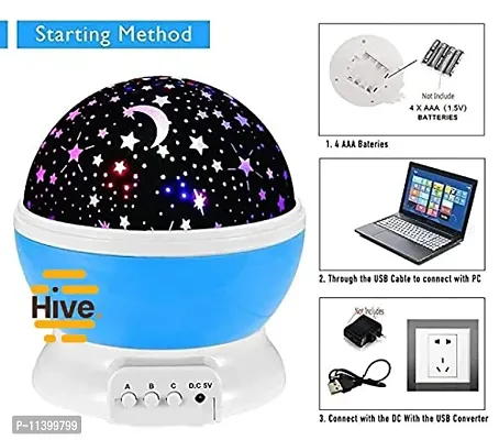 Hive - 360 Degree Rotating Star Moon Night Light Lamp, Star Master Colorful LED Galaxy Projector with USB Cable | Best Gift for Diwali, Birthday, Christmas (Pack of 1)-thumb5