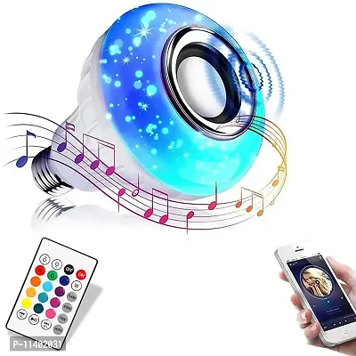 LED Light Bulb with Integrated Bluetooth Speaker & Remote Control | Box Packing| Controlled by smartphone,tablet 12w |Multicolor|Durable|Color changing|For parties-thumb0