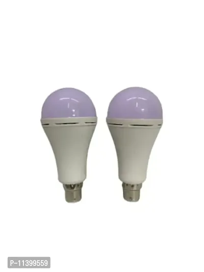 Clear Rechargable Emergency Ac/Dc Bulb 9W LED Inverter Bulb White-(Pack of 2)