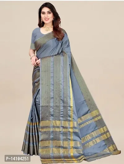 Beautiful Cotton Saree with Blouse Piece For Women-thumb0