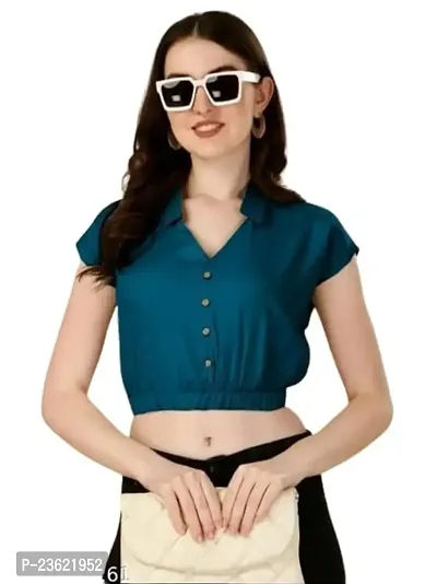 FASHIONJET Fashionable Women's Top:- Perfect for Any Occasion Regular Fit Top || Casual Top Blue-thumb0