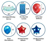 Classic happy birthday blue decoration kit with free gift 5 pcs smiley emoji balloons  magic candles(10 pcs)-thumb1