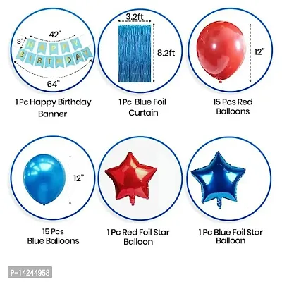 Classic happy birthday blue decoration kit with free gift 5 pcs smiley emoji balloons  magic candles(10 pcs)-thumb2