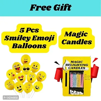 Classic happy birthday blue decoration kit with free gift 5 pcs smiley emoji balloons  magic candles(10 pcs)-thumb3
