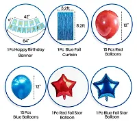 Happy birthday balloon decoration kit with blue banner with free gift smiley balloons  sparkle candles-thumb1