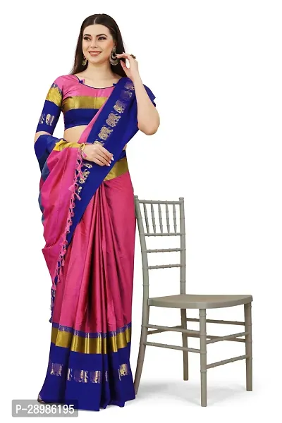 Self Design Kanjivaram Art Silk Saree Multicolor Blue-thumb2