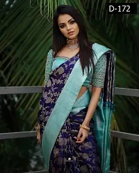 Self Design Banarasi Cotton Silk Saree Blue-thumb3