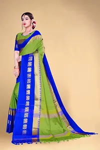 Self Design Kanjivaram Cotton Silk Saree Dark Blue Dark Green-thumb1